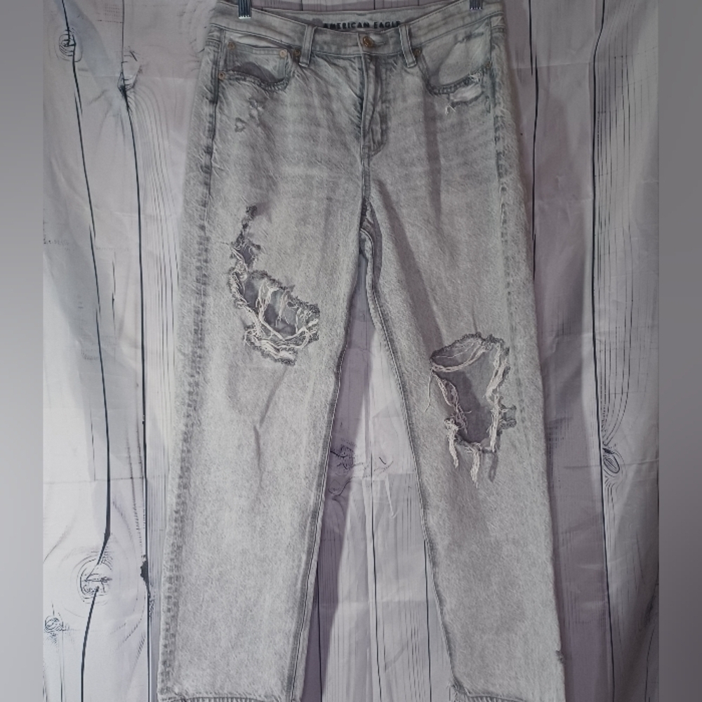 American Eagle 90's straight high-rise distressed baggy grunge streetwear jeans